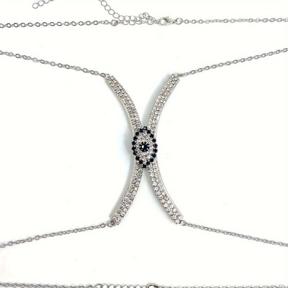 🆕 Seductive Rhinestone Body Chain Bra Necklace Jewelry For Women - Picture 9 of 10